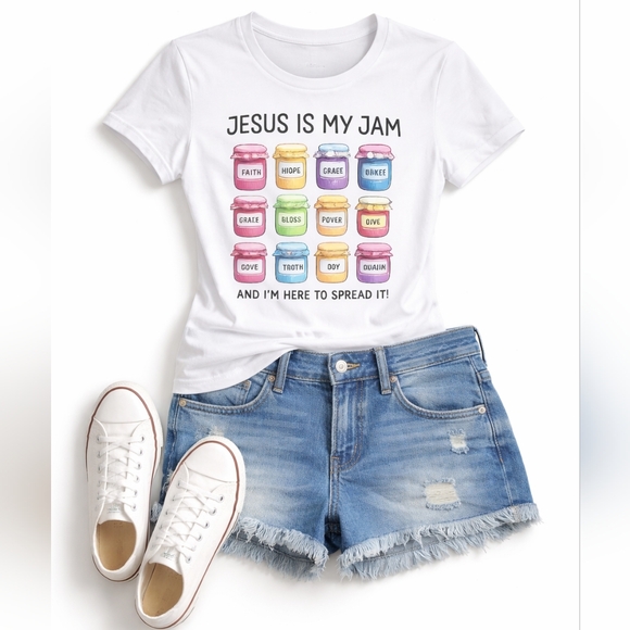Handcrafted Tops - Jesus Is My Jam Custom-Made Graphic T-Shirt - NWT